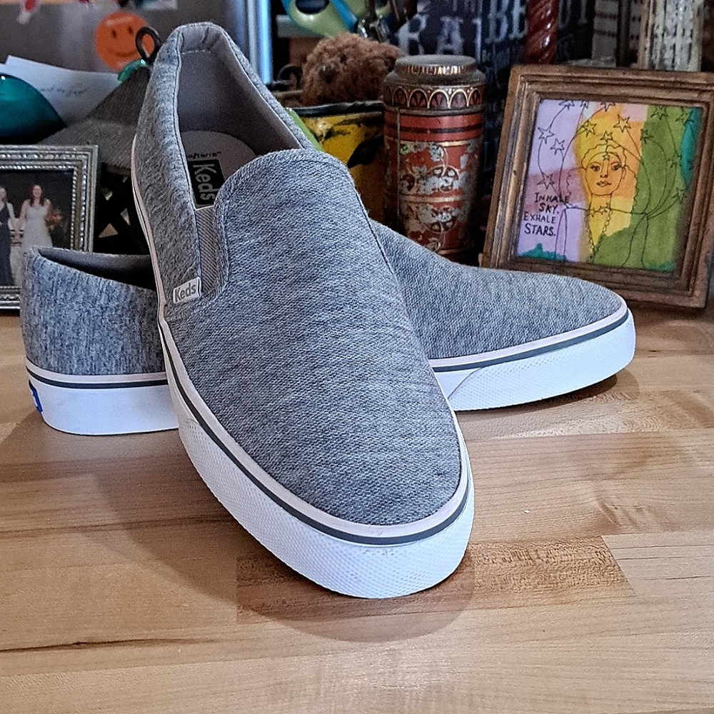 Keds Grey Canvas Slip-ons